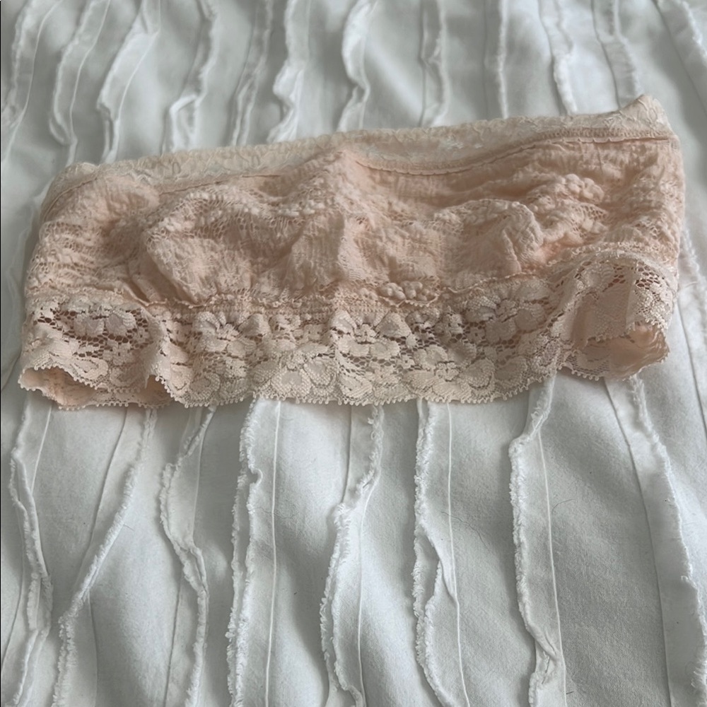Free People Intimately Lace Bandeau Bralette in Blush Peach